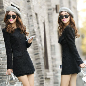 2019 Elegant Turn Down Collar Winter Warm Woolen Women Coat Jackets Female Casual Clothing Fashion Women Slim Overcoat Plus  -8