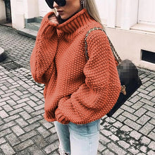 Load image into Gallery viewer, Sweater women fashion clothes fall winter 2019 warm long sleeve turtleneck knitted sweater female big size loose pullover tops