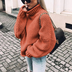 Sweater women fashion clothes fall winter 2019 warm long sleeve turtleneck knitted sweater female big size loose pullover tops