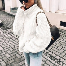 Load image into Gallery viewer, Sweater women fashion clothes fall winter 2019 warm long sleeve turtleneck knitted sweater female big size loose pullover tops