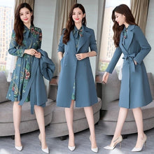 Load image into Gallery viewer, Spring Autumn Trench Coat Slim OL Ladies Trench Coat Women Dress Women Windbreakers Plus Size Two Pieces Women Sets Trench Coats