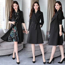 Load image into Gallery viewer, Spring Autumn Trench Coat Slim OL Ladies Trench Coat Women Dress Women Windbreakers Plus Size Two Pieces Women Sets Trench Coats