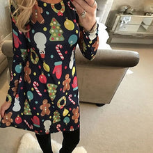 Load image into Gallery viewer, 5XL Christmas Tree Santa Snowman Dress Women Autumn Long Sleeve Mini Dresses Casual New Year Festival Family Party Dress Vestido