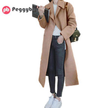 Load image into Gallery viewer, Winter Coat Women Elegant Wool Coat Lapel Long Sleeve Thick Warm Long Woolen Overcoat Winter Thicken Fashion Overcoat