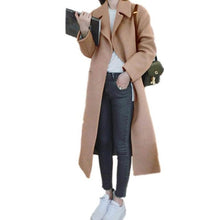 Load image into Gallery viewer, Winter Coat Women Elegant Wool Coat Lapel Long Sleeve Thick Warm Long Woolen Overcoat Winter Thicken Fashion Overcoat
