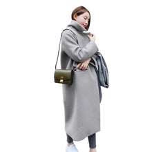 Load image into Gallery viewer, Winter Coat Women Elegant Wool Coat Lapel Long Sleeve Thick Warm Long Woolen Overcoat Winter Thicken Fashion Overcoat