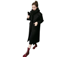 Load image into Gallery viewer, Winter Coat Women Elegant Wool Coat Lapel Long Sleeve Thick Warm Long Woolen Overcoat Winter Thicken Fashion Overcoat