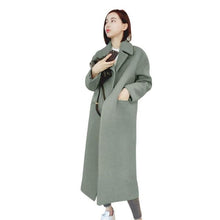 Load image into Gallery viewer, Winter Coat Women Elegant Wool Coat Lapel Long Sleeve Thick Warm Long Woolen Overcoat Winter Thicken Fashion Overcoat