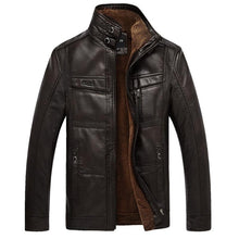 Load image into Gallery viewer, PU Brand High Leather Jacket Men Coats plus 5XL Quality  Outerwear Men Business Winter Faux Fur Male top clothes Fleece Q6142