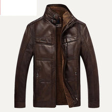 Load image into Gallery viewer, PU Brand High Leather Jacket Men Coats plus 5XL Quality  Outerwear Men Business Winter Faux Fur Male top clothes Fleece Q6142