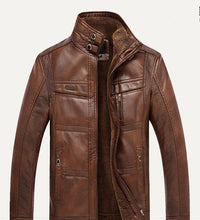 Load image into Gallery viewer, PU Brand High Leather Jacket Men Coats plus 5XL Quality  Outerwear Men Business Winter Faux Fur Male top clothes Fleece Q6142