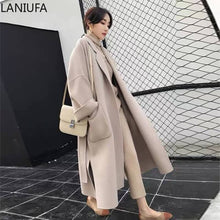 Load image into Gallery viewer, Autumn Winter Casual Coat Women Wool Blends Coats women Female Jacket Winter Woman Coat Warm Wool Long Women Coat mujer P125