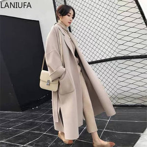 Autumn Winter Casual Coat Women Wool Blends Coats women Female Jacket Winter Woman Coat Warm Wool Long Women Coat mujer P125