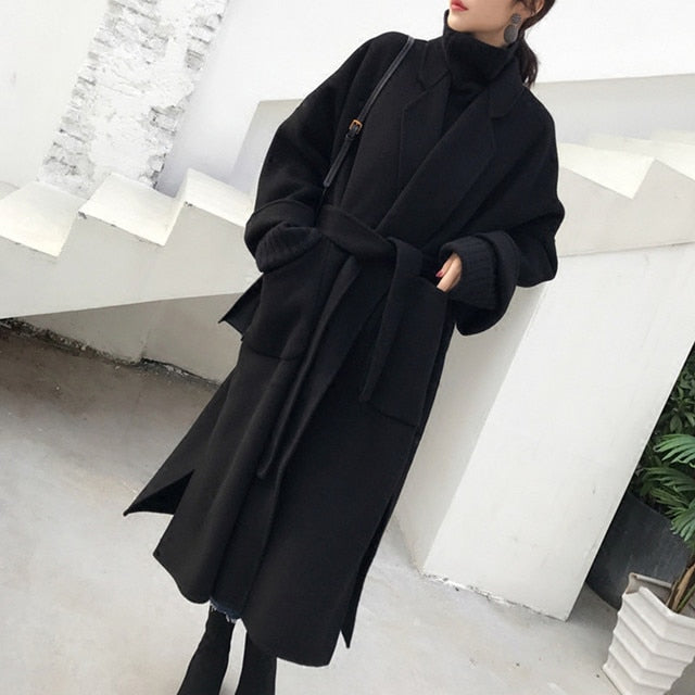 Autumn Winter Casual Coat Women Wool Blends Coats women Female Jacket Winter Woman Coat Warm Wool Long Women Coat mujer P125