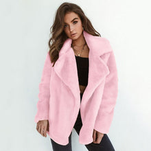 Load image into Gallery viewer, Winter Soft Plush Slim Women Jackets Turn Down Collar Warm Loose Casual Streetwear Clothing Female Pink Black Light Brown Coats