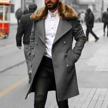 Load image into Gallery viewer, Men Wool Coat Winter Faux Fur Collar Warm Long Coats Men&#39;s Overcoat Trench Overcoat Fashion Vintage Army Green Long Jacket Man