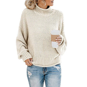 Sweater women fashion clothes fall winter 2019 warm long sleeve turtleneck knitted sweater female big size loose pullover tops