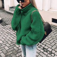 Load image into Gallery viewer, Sweater women fashion clothes fall winter 2019 warm long sleeve turtleneck knitted sweater female big size loose pullover tops