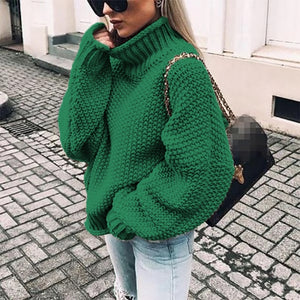 Sweater women fashion clothes fall winter 2019 warm long sleeve turtleneck knitted sweater female big size loose pullover tops