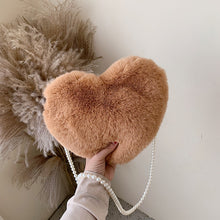 Load image into Gallery viewer, HOCODO Heart-Shaped Crossbody Bags For Women 2019 Solid Color Faux Fur Shoulder Messenger Bag Small Pearl Chain Ladies Handbags