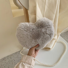 Load image into Gallery viewer, HOCODO Heart-Shaped Crossbody Bags For Women 2019 Solid Color Faux Fur Shoulder Messenger Bag Small Pearl Chain Ladies Handbags