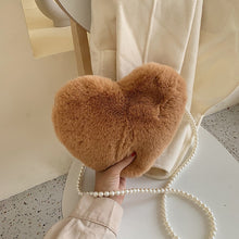 Load image into Gallery viewer, HOCODO Heart-Shaped Crossbody Bags For Women 2019 Solid Color Faux Fur Shoulder Messenger Bag Small Pearl Chain Ladies Handbags