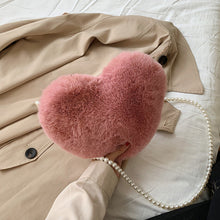 Load image into Gallery viewer, HOCODO Heart-Shaped Crossbody Bags For Women 2019 Solid Color Faux Fur Shoulder Messenger Bag Small Pearl Chain Ladies Handbags