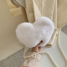 Load image into Gallery viewer, HOCODO Heart-Shaped Crossbody Bags For Women 2019 Solid Color Faux Fur Shoulder Messenger Bag Small Pearl Chain Ladies Handbags