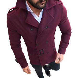 HEFLASHOR 2019 New Jacket Men's Fashion Slim Fit Long Sleeve Suit Top Windbreaker Trench Coat Men Autumn Winter Warm Button Coat