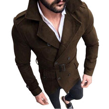 Load image into Gallery viewer, HEFLASHOR 2019 New Jacket Men&#39;s Fashion Slim Fit Long Sleeve Suit Top Windbreaker Trench Coat Men Autumn Winter Warm Button Coat