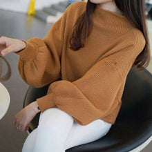 Load image into Gallery viewer, HENGSONG 2019 Autumn Lantern Sleeve Half Turtleneck Lady Female Tops Women Sweater Clothes New Fashion Korean New 5 Colors