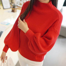 Load image into Gallery viewer, HENGSONG 2019 Autumn Lantern Sleeve Half Turtleneck Lady Female Tops Women Sweater Clothes New Fashion Korean New 5 Colors