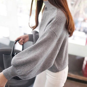 HENGSONG 2019 Autumn Lantern Sleeve Half Turtleneck Lady Female Tops Women Sweater Clothes New Fashion Korean New 5 Colors