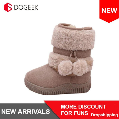 DOGEEK Winter Girls Boots Cotton Toddler Children Snow Boots Non-slip Kids Girl Thicker Fur Shoes Baby Warm Shoes Classic Boots