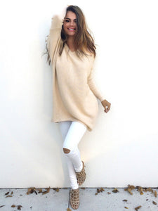 2019 Spring Autumn Cashmere Sweaters Fashion Sexy V-neck  Long Sleeve Sweater Female Loose Casual Knitted Pullover Plus Size