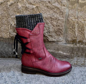 2019 Hot New Autumn Early Winter Shoes Women Flat Heel Boots Fashion Knitting Patchwork Women's Boots Woman Short Botas