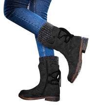 Load image into Gallery viewer, 2019 Hot New Autumn Early Winter Shoes Women Flat Heel Boots Fashion Knitting Patchwork Women&#39;s Boots Woman Short Botas