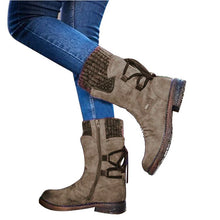 Load image into Gallery viewer, 2019 Hot New Autumn Early Winter Shoes Women Flat Heel Boots Fashion Knitting Patchwork Women&#39;s Boots Woman Short Botas