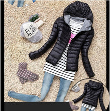 Load image into Gallery viewer, Autumn Winter Women Basic Jacket Coat Female Slim Hooded Brand Cotton Coats Casual Black Jackets