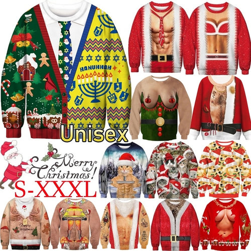 New Fashion Autumn and Winter Christmas Costumes Funny Christmas 3d Digital Printing Round Neck Casual Ugly Christmas Sweater