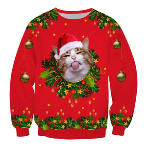 New Fashion Autumn and Winter Christmas Costumes Funny Christmas 3d Digital Printing Round Neck Casual Ugly Christmas Sweater
