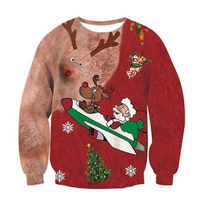 New Fashion Autumn and Winter Christmas Costumes Funny Christmas 3d Digital Printing Round Neck Casual Ugly Christmas Sweater
