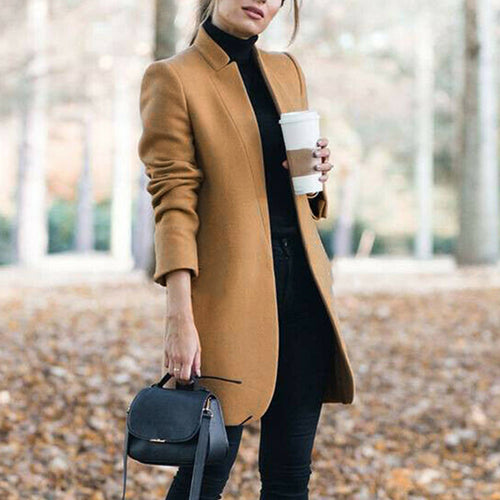 2019 Blends Woolens Overcoat Female Coat Autumn Winter Coats And Jackets Women Plus Size Coat Women's Wool Coats Long Tops#J30