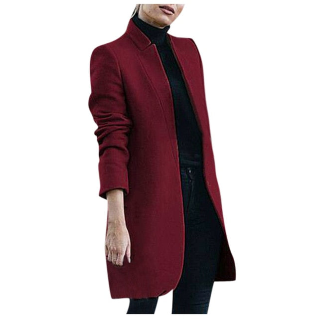 2019 Blends Woolens Overcoat Female Coat Autumn Winter Coats And Jackets Women Plus Size Coat Women's Wool Coats Long Tops#J30