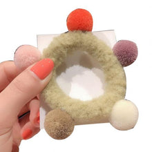 Load image into Gallery viewer, Autumn Winter Lovely Sweet Colorful Pompom Hair Tie Ring Rope Women Elastic Ponytail Holder for Women &amp; Girl Hair Accessoires