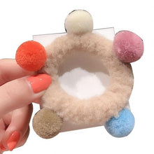 Load image into Gallery viewer, Autumn Winter Lovely Sweet Colorful Pompom Hair Tie Ring Rope Women Elastic Ponytail Holder for Women &amp; Girl Hair Accessoires