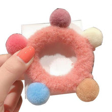 Load image into Gallery viewer, Autumn Winter Lovely Sweet Colorful Pompom Hair Tie Ring Rope Women Elastic Ponytail Holder for Women &amp; Girl Hair Accessoires