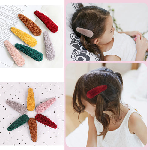 Autumn Winter new arrival hairpins cute colorful hairgrip solid  hair clips for girls Metal Soft Fur Barrettes haar accessoires