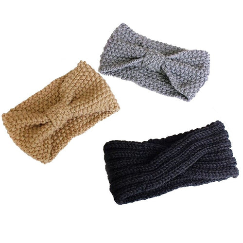 Winter Warmer Ear Knitted Headband Turban For Women Crochet Bow Wide Stretch Hairband Headwrap Hair Accessories haar accessoires